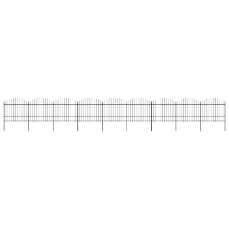 vidaXL Gartenzaun mit Speerspitzen Stahl (1,5 - 1,75) x 15,3 m Schwarz