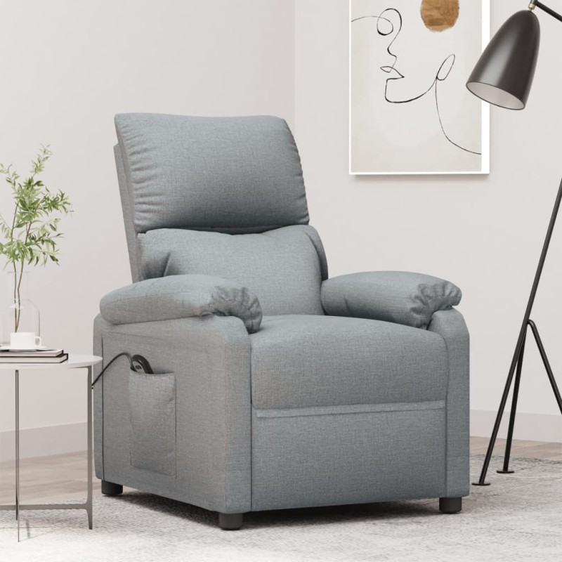 vidaXL Relaxsessel Elektrisch Hellgrau Stoff vidaXL Relaxsessel Elektrisch Hellgrau Stoff