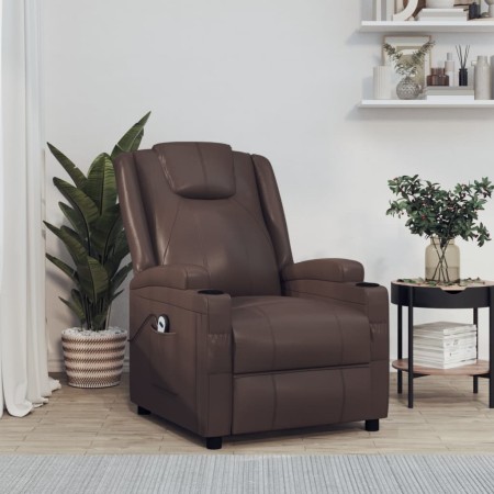 vidaXL Elektrischer Relaxsessel Braun Kunstleder