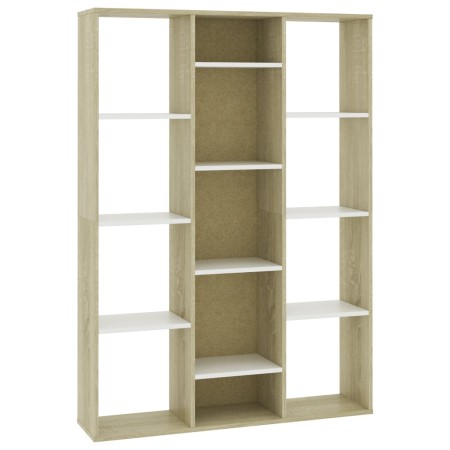 vidaXL Raumteiler/Bücherregal Weiß Sonoma-Eiche 100x24x140 cm