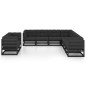 9-tlg. Garten-Lounge-Set mit Kissen Schwarz Massivholz Kiefer 9-tlg. Garten-Lounge-Set mit Kissen Schwarz Massivholz Kiefer