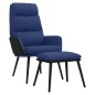 vidaXL Relaxsessel mit Hocker Blau Stoff und Kunstleder vidaXL Relaxsessel mit Hocker Blau Stoff und Kunstleder