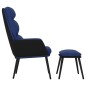 vidaXL Relaxsessel mit Hocker Blau Stoff und Kunstleder vidaXL Relaxsessel mit Hocker Blau Stoff und Kunstleder