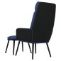 vidaXL Relaxsessel mit Hocker Blau Stoff und Kunstleder vidaXL Relaxsessel mit Hocker Blau Stoff und Kunstleder