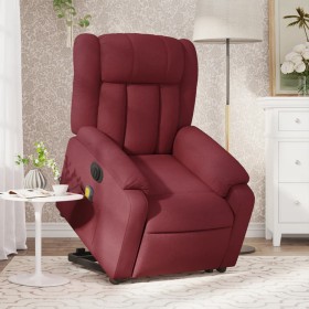 vidaXL Elektrischer Massagesessel mit Aufstehhilfe Weinrot Stoff