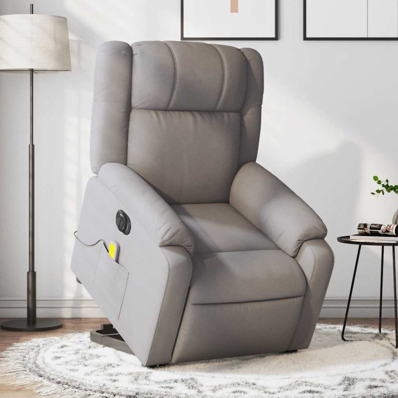 vidaXL Elektrischer Massagesessel mit Aufstehhilfe Taupe Stoff vidaXL Elektrischer Massagesessel mit Aufstehhilfe Taupe Stoff