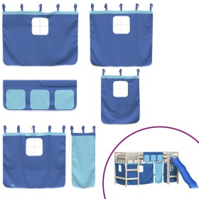 vidaXL Vorhänge für Hochbett Blau Polyester