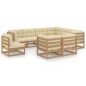 9-tlg. Garten-Lounge-Set Kissen Honigbraun Kiefer Massivholz 9-tlg. Garten-Lounge-Set Kissen Honigbraun Kiefer Massivholz