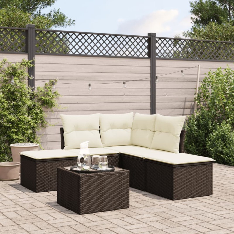 vidaXL 6-tlg. Garten-Sofagarnitur mit Kissen Braun Poly Rattan vidaXL 6-tlg. Garten-Sofagarnitur mit Kissen Braun Poly Rattan