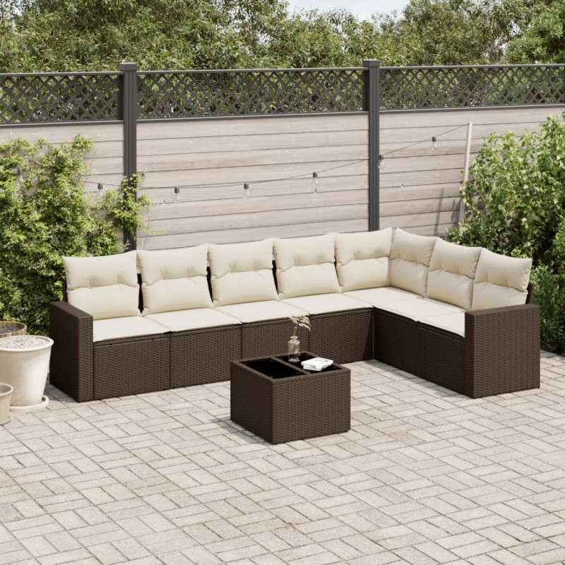 vidaXL 8-tlg. Garten-Sofagarnitur mit Kissen Braun Poly Rattan vidaXL 8-tlg. Garten-Sofagarnitur mit Kissen Braun Poly Rattan