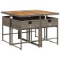 vidaXL 5-tlg. Garten-Essgruppe mit Kissen Grau Poly Rattan vidaXL 5-tlg. Garten-Essgruppe mit Kissen Grau Poly Rattan
