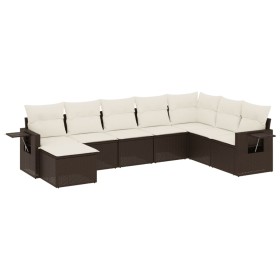 vidaXL 9-tlg. Garten-Sofagarnitur mit Kissen Braun Poly Rattan