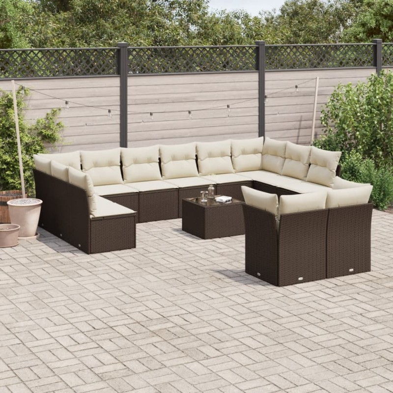 vidaXL 13-tlg. Garten-Sofagarnitur mit Kissen Braun Poly Rattan vidaXL 13-tlg. Garten-Sofagarnitur mit Kissen Braun Poly Rattan