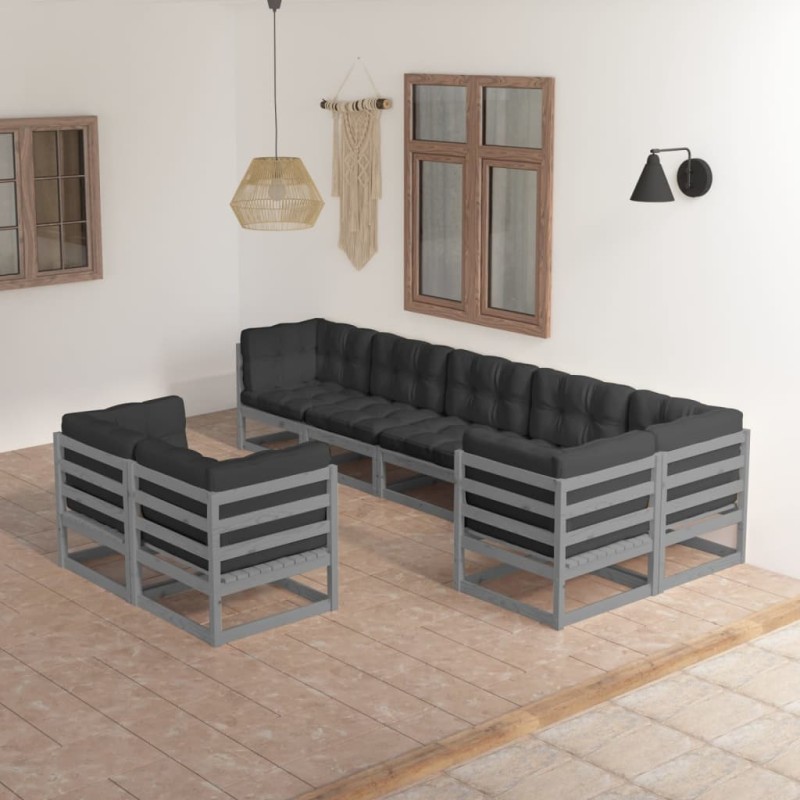 vidaXL 8-tlg. Garten-Lounge-Set mit Kissen Massivholz Kiefer vidaXL 8-tlg. Garten-Lounge-Set mit Kissen Massivholz Kiefer