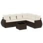 vidaXL 7-tlg. Garten-Sofagarnitur mit Kissen Braun Poly Rattan