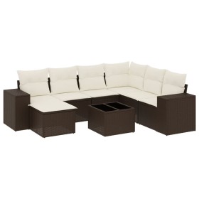 vidaXL 8-tlg. Garten-Sofagarnitur mit Kissen Braun Poly Rattan