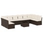 vidaXL 11-tlg. Garten-Sofagarnitur mit Kissen Braun Poly Rattan