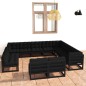 vidaXL 12-tlg. Garten-Lounge-Set mit Kissen Schwarz Massivholz Kiefer vidaXL 12-tlg. Garten-Lounge-Set mit Kissen Schwarz Massivholz Kiefer