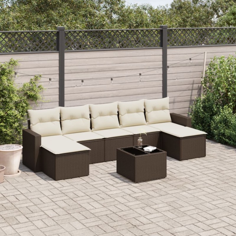 vidaXL 8-tlg. Garten-Sofagarnitur mit Kissen Braun Poly Rattan vidaXL 8-tlg. Garten-Sofagarnitur mit Kissen Braun Poly Rattan