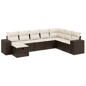 vidaXL 8-tlg. Garten-Sofagarnitur mit Kissen Braun Poly Rattan