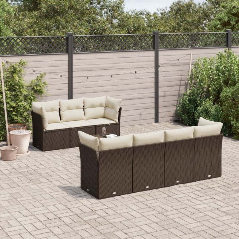vidaXL 8-tlg. Garten-Sofagarnitur mit Kissen Braun Poly Rattan vidaXL 8-tlg. Garten-Sofagarnitur mit Kissen Braun Poly Rattan