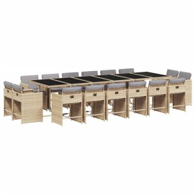 vidaXL 17-tlg. Garten-Essgruppe mit Kissen Beigemischung Poly Rattan