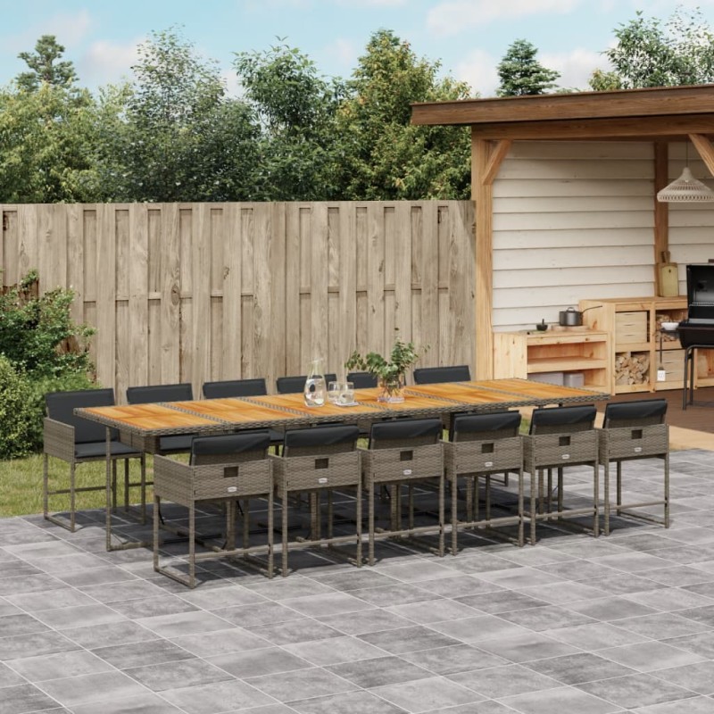 vidaXL 13-tlg. Garten-Essgruppe mit Kissen Grau Poly Rattan vidaXL 13-tlg. Garten-Essgruppe mit Kissen Grau Poly Rattan