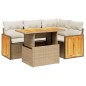 vidaXL 5-tlg. Garten-Sofagarnitur mit Kissen Beige Poly Rattan vidaXL 5-tlg. Garten-Sofagarnitur mit Kissen Beige Poly Rattan