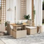 vidaXL 6-tlg. Garten-Sofagarnitur mit Kissen Beige Poly Rattan vidaXL 6-tlg. Garten-Sofagarnitur mit Kissen Beige Poly Rattan