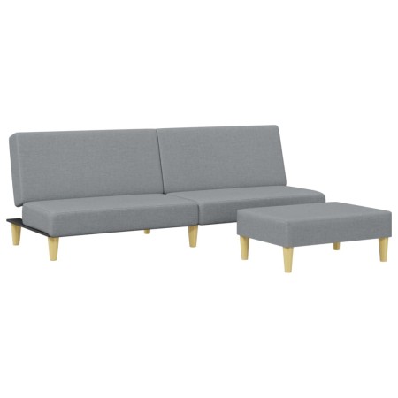 vidaXL Schlafsofa 2-Sitzer mit Fußhocker Hellgrau Stoff