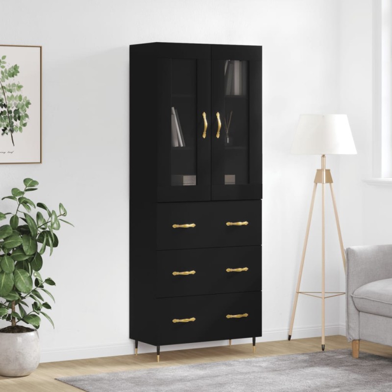 Highboard Schwarz 69,5x34x180 cm Holzwerkstoff Highboard Schwarz 69,5x34x180 cm Holzwerkstoff