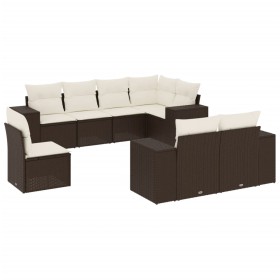 vidaXL 8-tlg. Garten-Sofagarnitur mit Kissen Braun Poly Rattan
