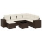vidaXL 8-tlg. Garten-Sofagarnitur mit Kissen Braun Poly Rattan