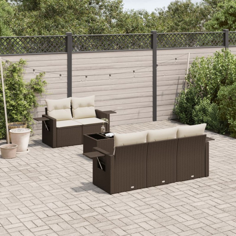 vidaXL 6-tlg. Garten-Sofagarnitur mit Kissen Braun Poly Rattan vidaXL 6-tlg. Garten-Sofagarnitur mit Kissen Braun Poly Rattan