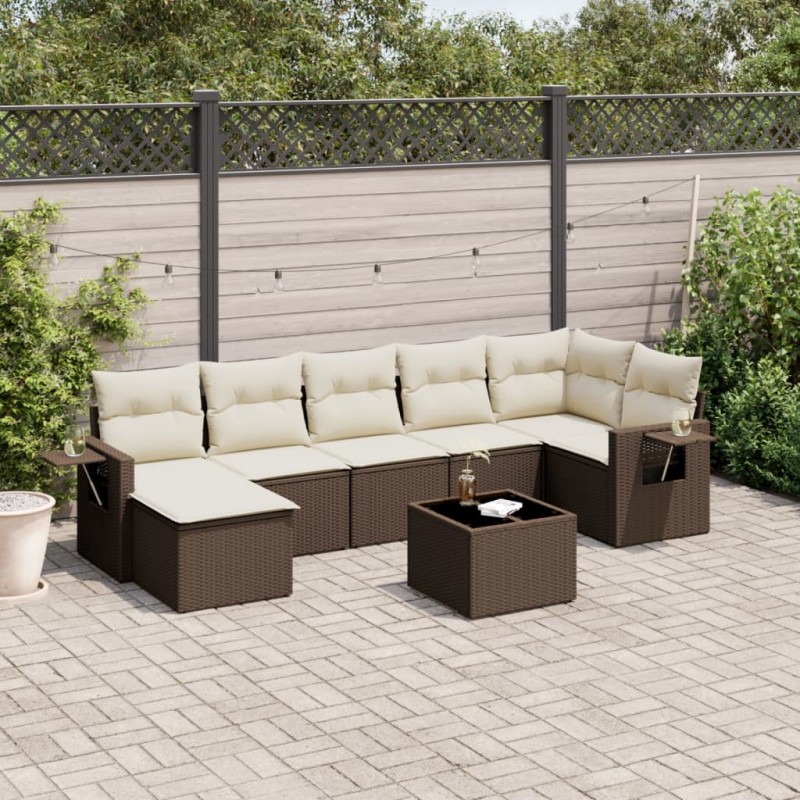 vidaXL 8-tlg. Garten-Sofagarnitur mit Kissen Braun Poly Rattan vidaXL 8-tlg. Garten-Sofagarnitur mit Kissen Braun Poly Rattan