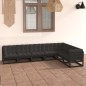 7-tlg. Garten-Lounge-Set mit Kissen Schwarz Massivholz Kiefer 7-tlg. Garten-Lounge-Set mit Kissen Schwarz Massivholz Kiefer