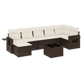 vidaXL 8-tlg. Garten-Sofagarnitur mit Kissen Braun Poly Rattan