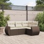 vidaXL 4-tlg. Garten-Sofagarnitur mit Kissen Braun Poly Rattan vidaXL 4-tlg. Garten-Sofagarnitur mit Kissen Braun Poly Rattan