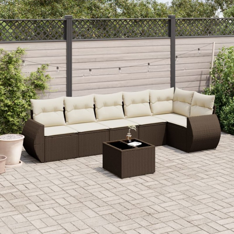 vidaXL 7-tlg. Garten-Sofagarnitur mit Kissen Braun Poly Rattan vidaXL 7-tlg. Garten-Sofagarnitur mit Kissen Braun Poly Rattan
