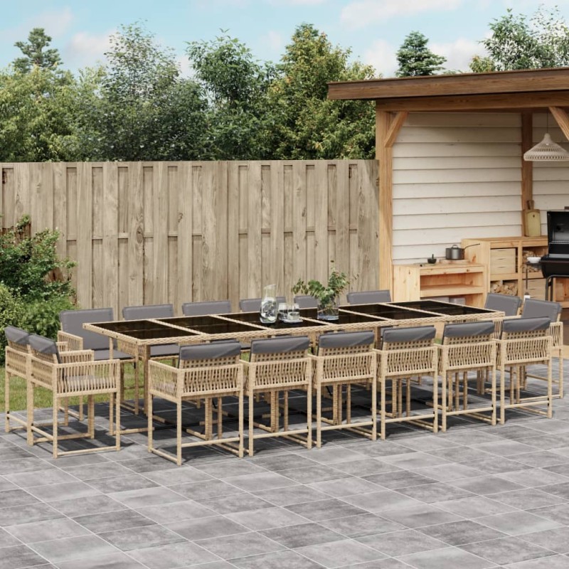 vidaXL 17-tlg. Garten-Essgruppe mit Kissen Beigemischung Poly Rattan vidaXL 17-tlg. Garten-Essgruppe mit Kissen Beigemischung Poly Rattan