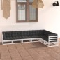 7-tlg. Garten-Lounge-Set mit Kissen Weiß Kiefer Massivholz 7-tlg. Garten-Lounge-Set mit Kissen Weiß Kiefer Massivholz