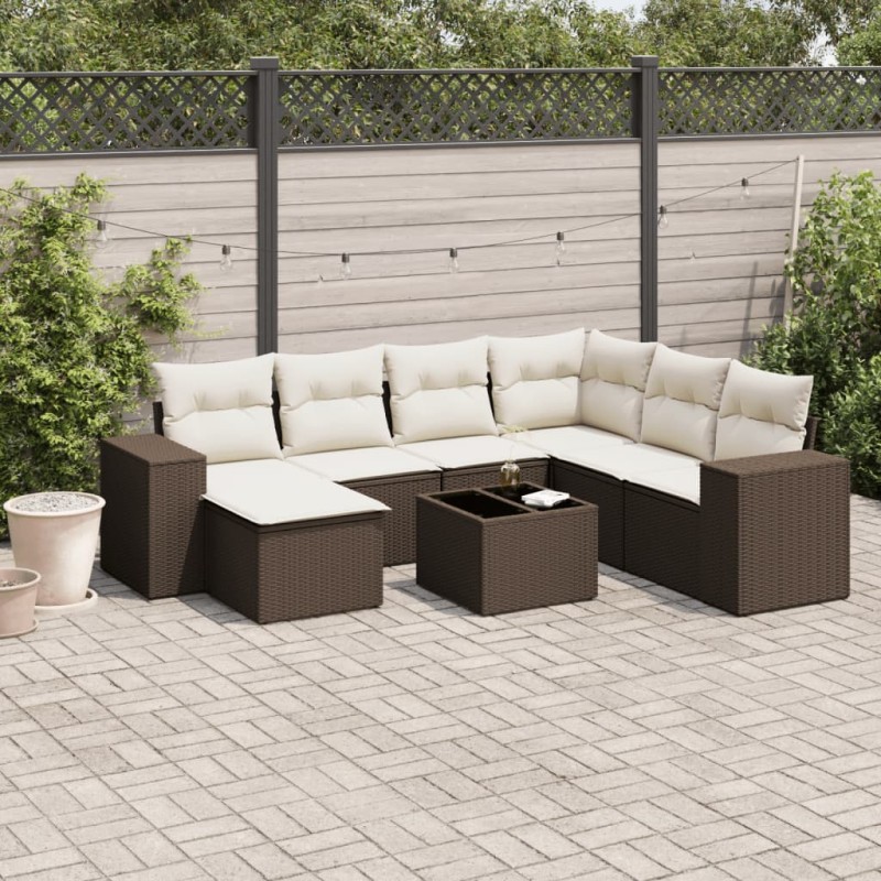 vidaXL 8-tlg. Garten-Sofagarnitur mit Kissen Braun Poly Rattan vidaXL 8-tlg. Garten-Sofagarnitur mit Kissen Braun Poly Rattan