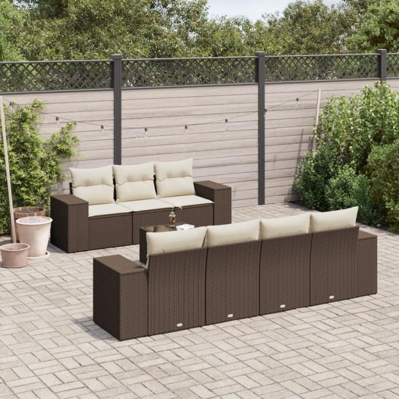 vidaXL 8-tlg. Garten-Sofagarnitur mit Kissen Braun Poly Rattan vidaXL 8-tlg. Garten-Sofagarnitur mit Kissen Braun Poly Rattan