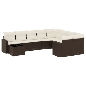 vidaXL 10-tlg. Garten-Sofagarnitur mit Kissen Braun Poly Rattan