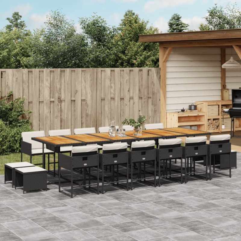vidaXL 17-tlg. Garten-Essgruppe mit Kissen Schwarz Poly Rattan vidaXL 17-tlg. Garten-Essgruppe mit Kissen Schwarz Poly Rattan