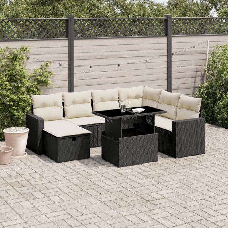 vidaXL 8-tlg. Garten-Sofagarnitur mit Kissen Schwarz Poly Rattan vidaXL 8-tlg. Garten-Sofagarnitur mit Kissen Schwarz Poly Rattan