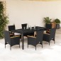 vidaXL 7-tlg. Garten-Essgruppe mit Kissen Schwarz Poly Rattan Glas vidaXL 7-tlg. Garten-Essgruppe mit Kissen Schwarz Poly Rattan Glas