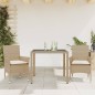 vidaXL 3-tlg. Garten-Essgruppe mit Kissen Beige Poly Rattan und Glas vidaXL 3-tlg. Garten-Essgruppe mit Kissen Beige Poly Rattan und Glas