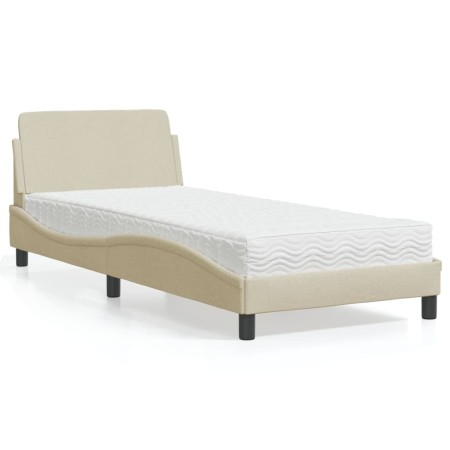 vidaXL Bett mit Matratze Creme 80x200 cm Stoff