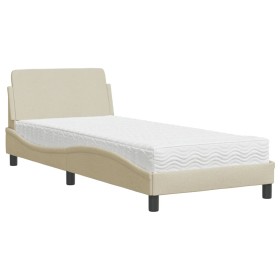 vidaXL Bett mit Matratze Creme 80x200 cm Stoff